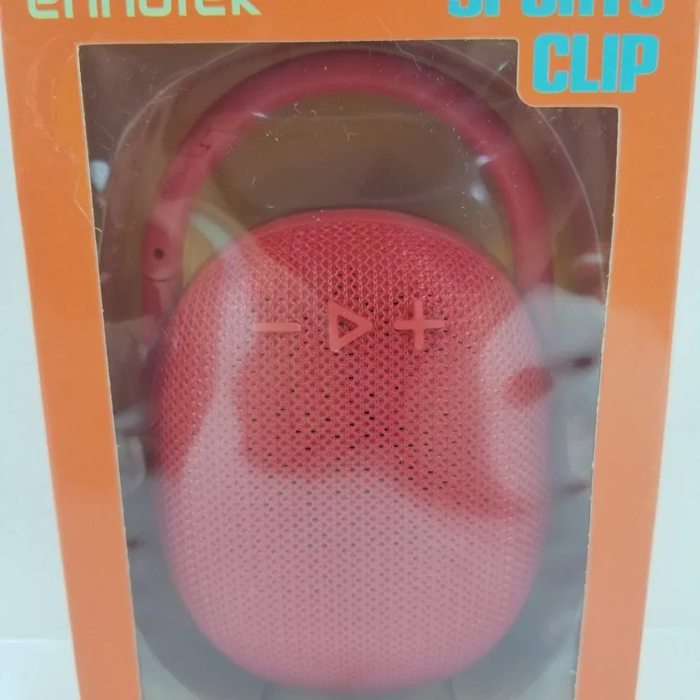 Sports clip Speaker red wireless with FM radio, MP3 player